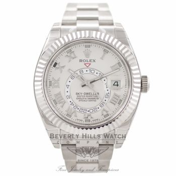 Rolex Sky-Dweller 18k White Gold Bidirectional Rotatable Ring Command Bezel 326939 3788A1 - Beverly Hills Watch Company Watch Store