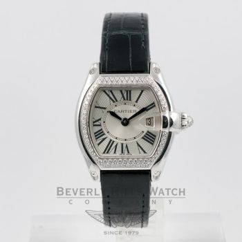Cartier Roadster Small White Gold Diamond Bezel Ladies Watch WE500260 Beverly Hills Watch Company Watches