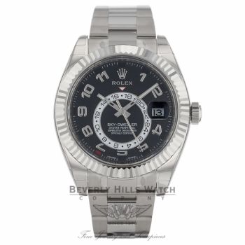 Rolex Sky-Dweller 18k White Gold  Dual Time Annual Calendar Black Dial 326939 TANAQV - Beverly Hills Watch Company