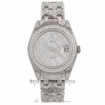 Rolex Masterpiece Oyster Perpetual Datejust Special Edition 34MM Diamond 18K White Gold 81339 - Beverly Hills Watch Store